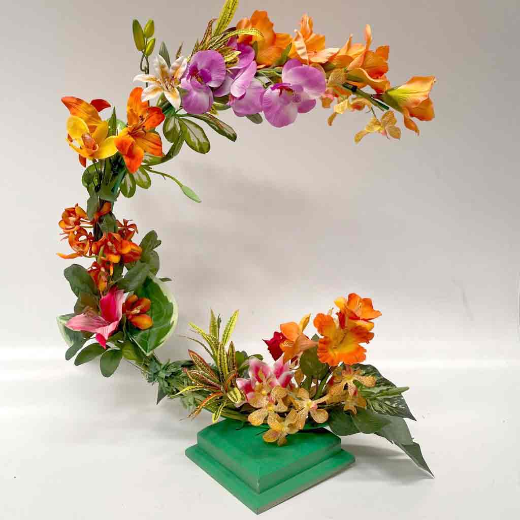 CENTREPIECE, Tropical Arrangement 4 on Green Crescent Stand